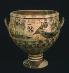 Krater mit Odysseus blendet Polyphemus